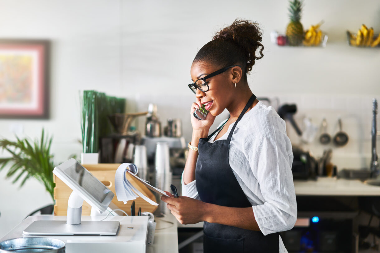 friendly waitress who has a merchant cash advance