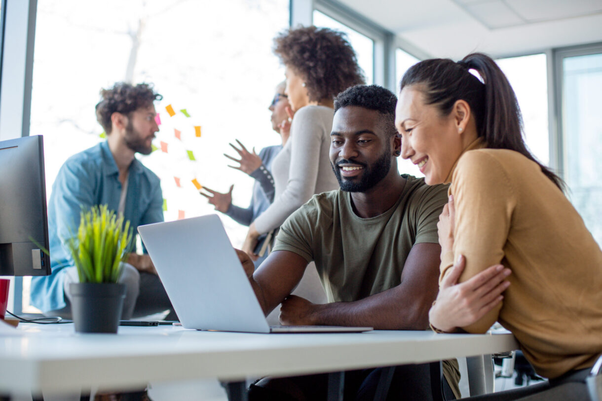 Two small business owners networking